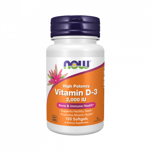 NOW High Potency Vitamin D-3 2000 IU, Высокоэффективный витамин Д-3 2000 МЕ, 120 капсул