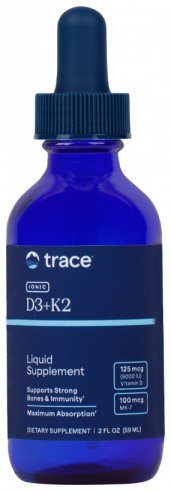 Trace Minerals Research Ionic D3 + K2 (125 mcg (5000 IU) D-3 + 100 mcg MK-7, Ресерч Ионизированные витамины Д3 + К2 (125 мкг (5000 МЕ) Д-3 + 100 мкг МК-7, 59 мл