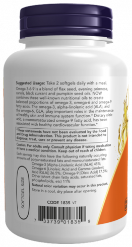 NOW Omega 3-6-9 1000 mg, 100 капсул